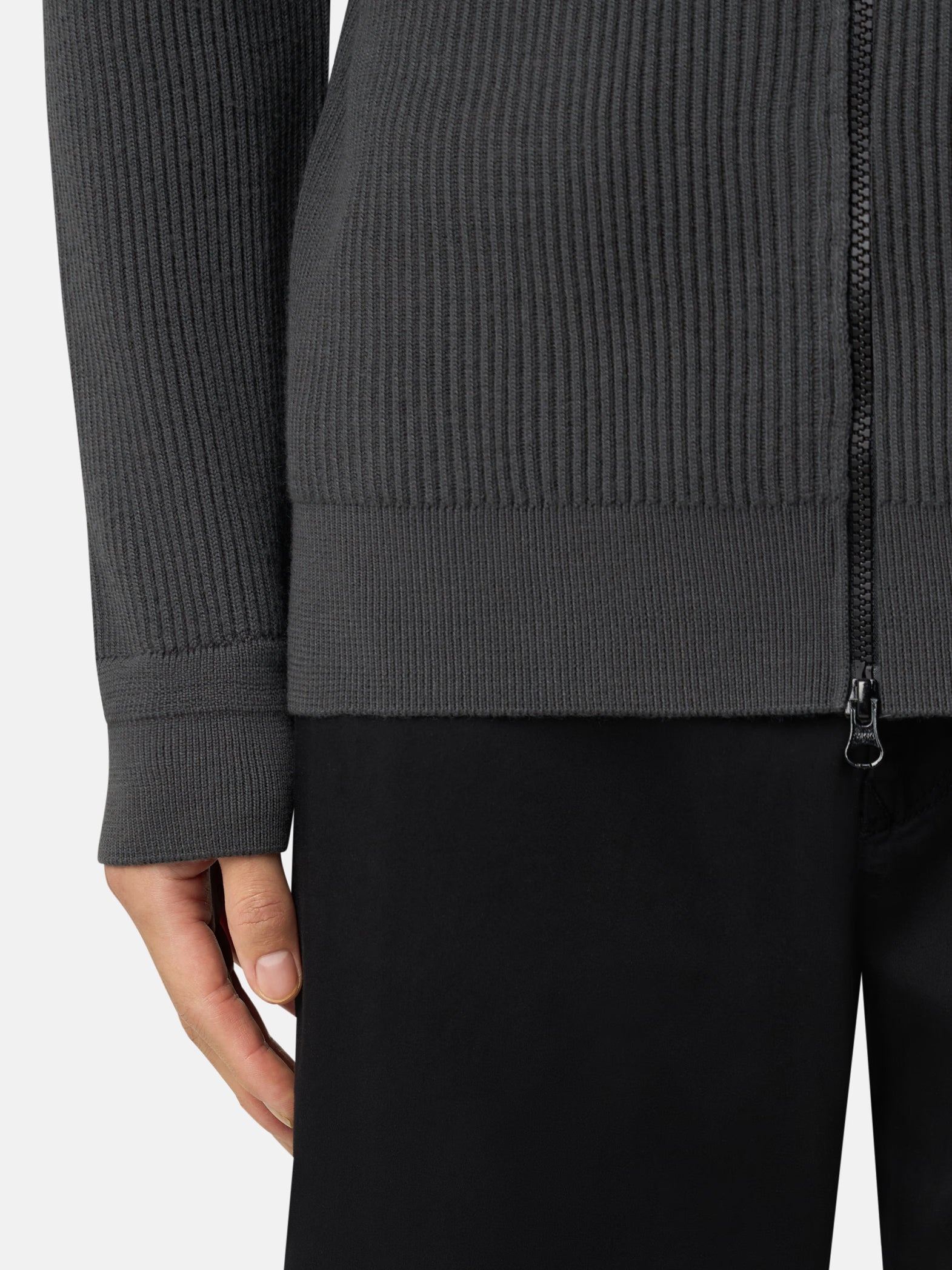 ZIP-UP CARDIGAN FULL RIB RWS WOOL