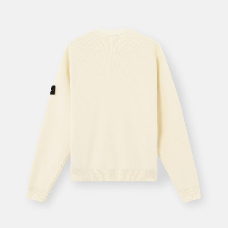 RIBBED SOFT ORGANIC COTTON V-NECK CARDIGAN - IVORY