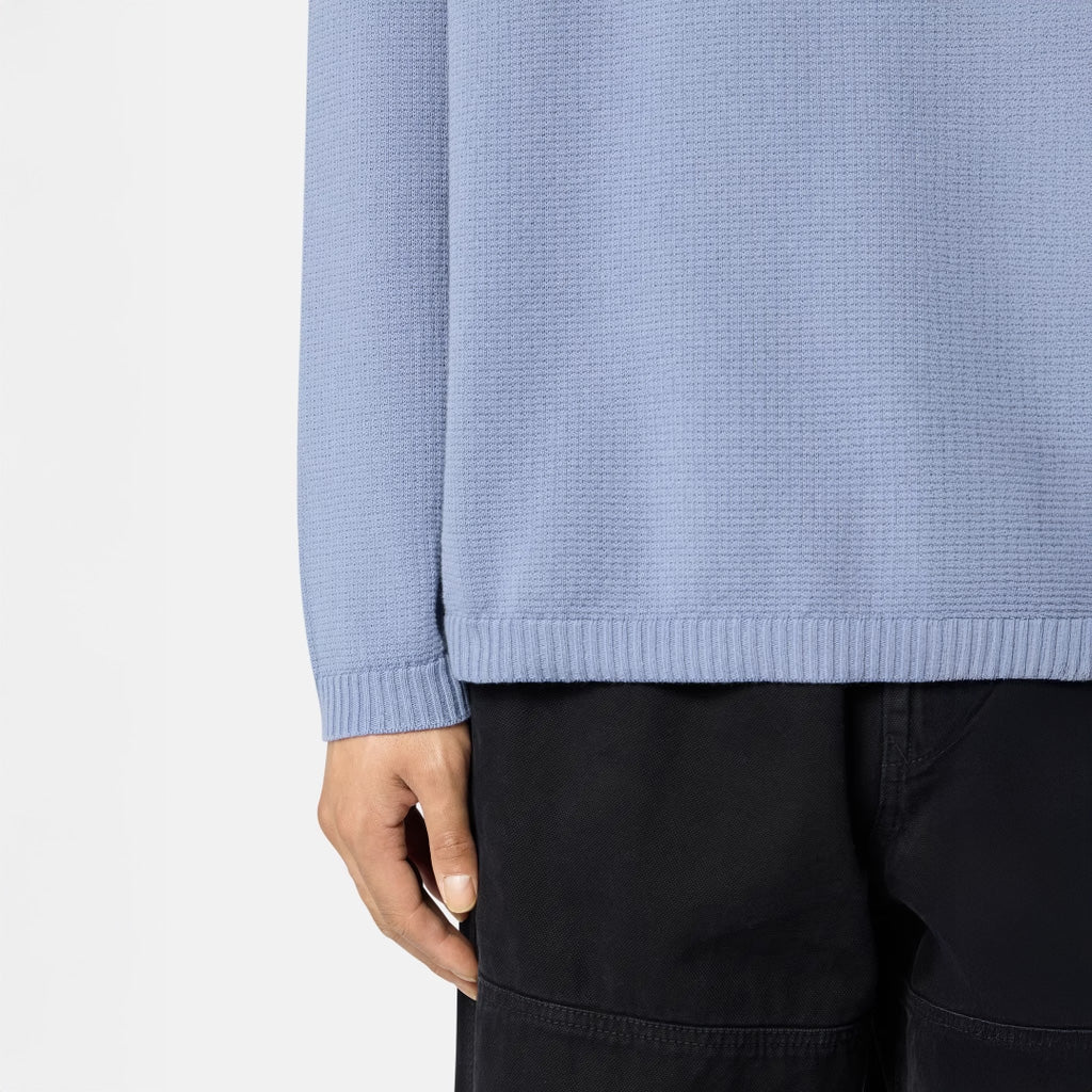 MICRO  STITCH SOFT ORGANIC COTTON KNITTED CREWNECK - AVIO BLUE