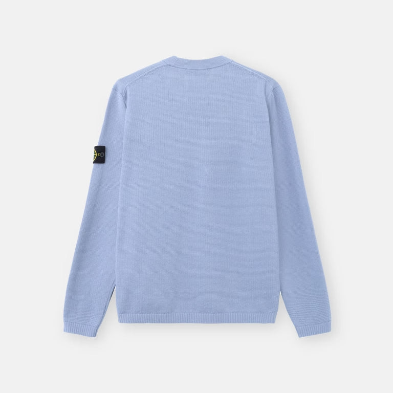 MICRO  STITCH SOFT ORGANIC COTTON KNITTED CREWNECK - AVIO BLUE