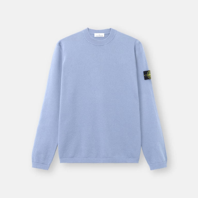 MICRO  STITCH SOFT ORGANIC COTTON KNITTED CREWNECK - AVIO BLUE