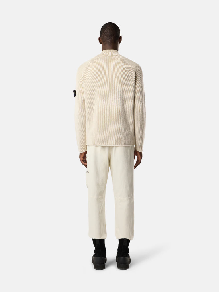 Half-zipper sweater with vanisé rib texture