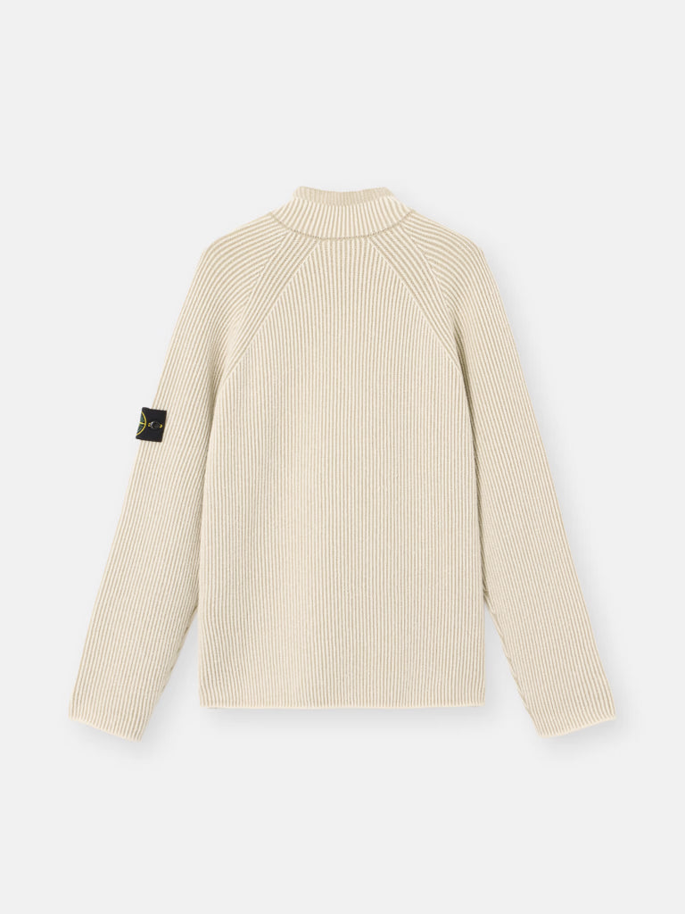 Half-zipper sweater with vanisé rib texture