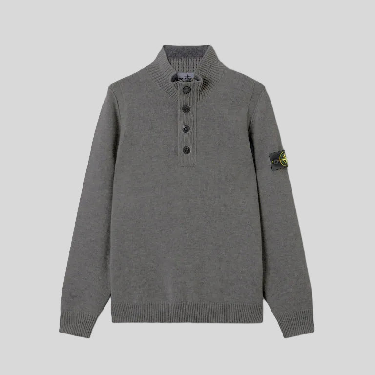 HALF-ZIPPER LAMBSWOOL SWEATER - CEMENT MEL GREY
