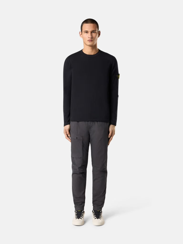 Crewneck sweater with small roll details - Black