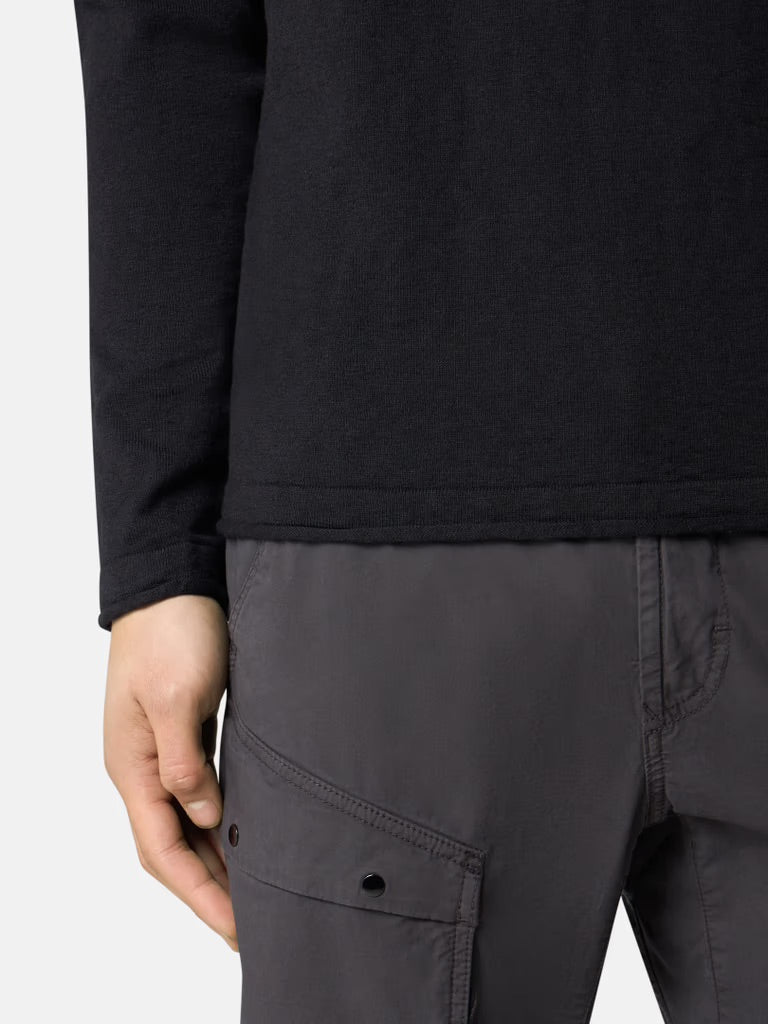 Crewneck sweater with small roll details - Black