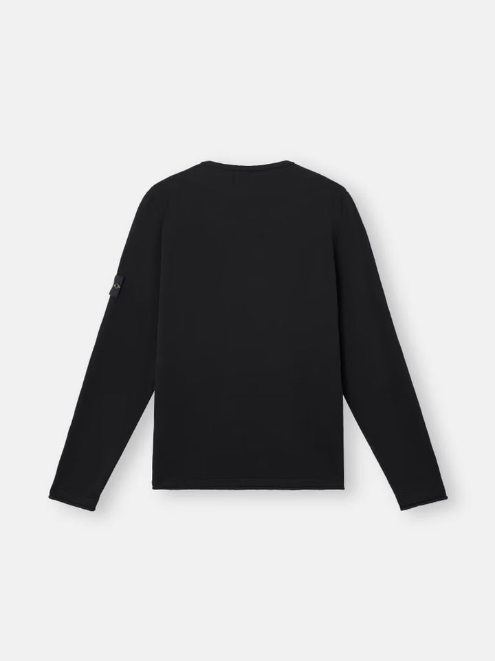 Crewneck sweater with small roll details - Black