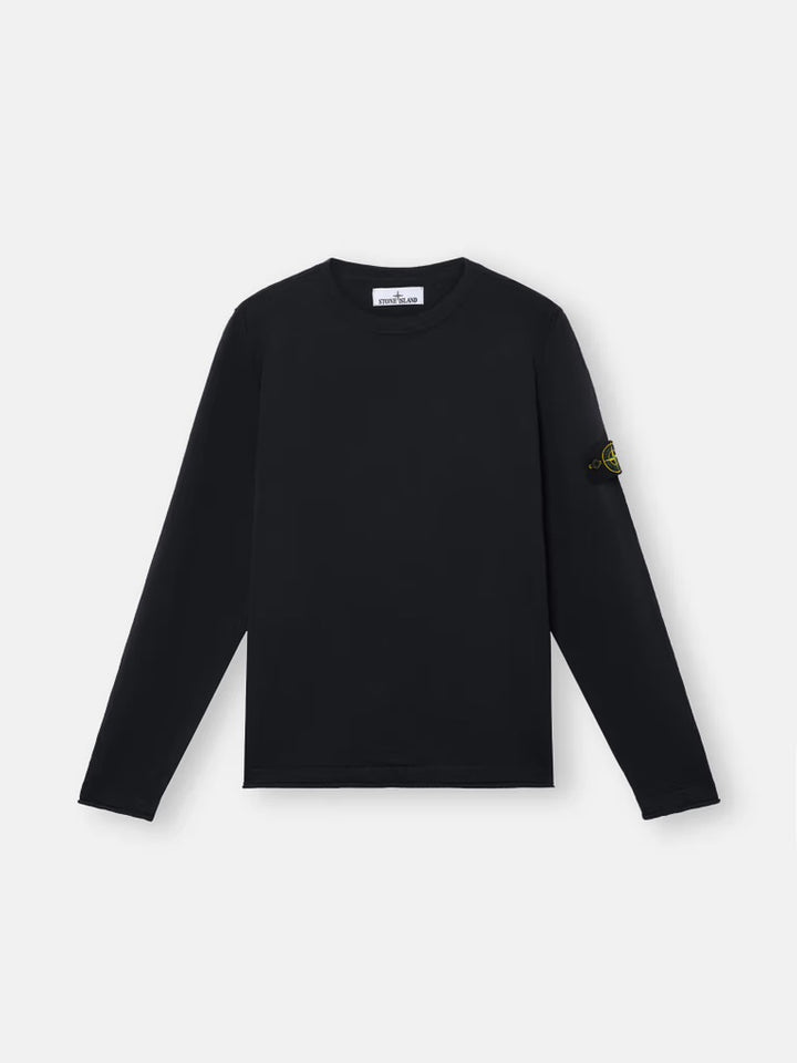 Crewneck sweater with small roll details - Black