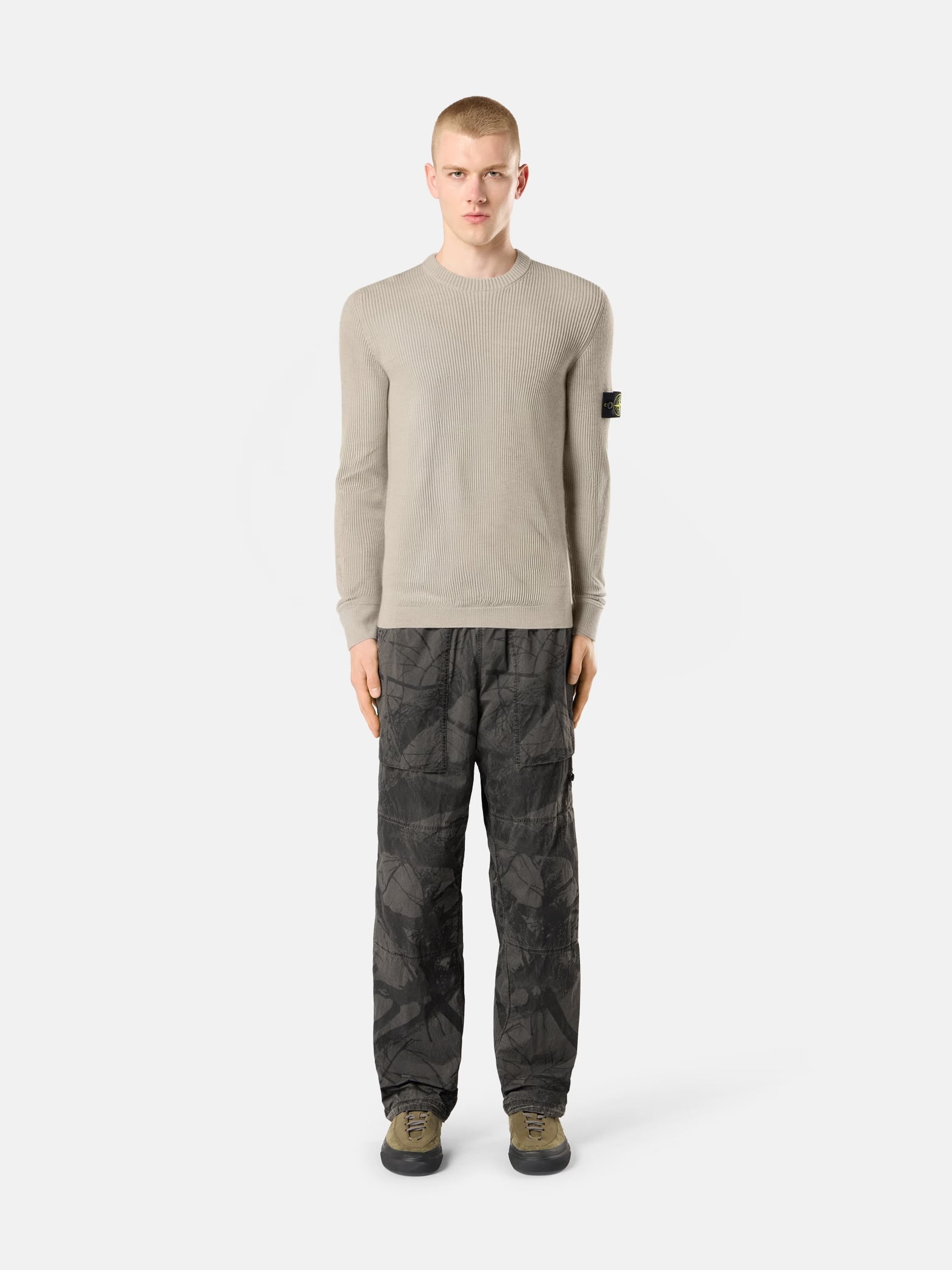 FULL RIB RWS WOOL CREWNECK SWEATER - SAND MELANGE