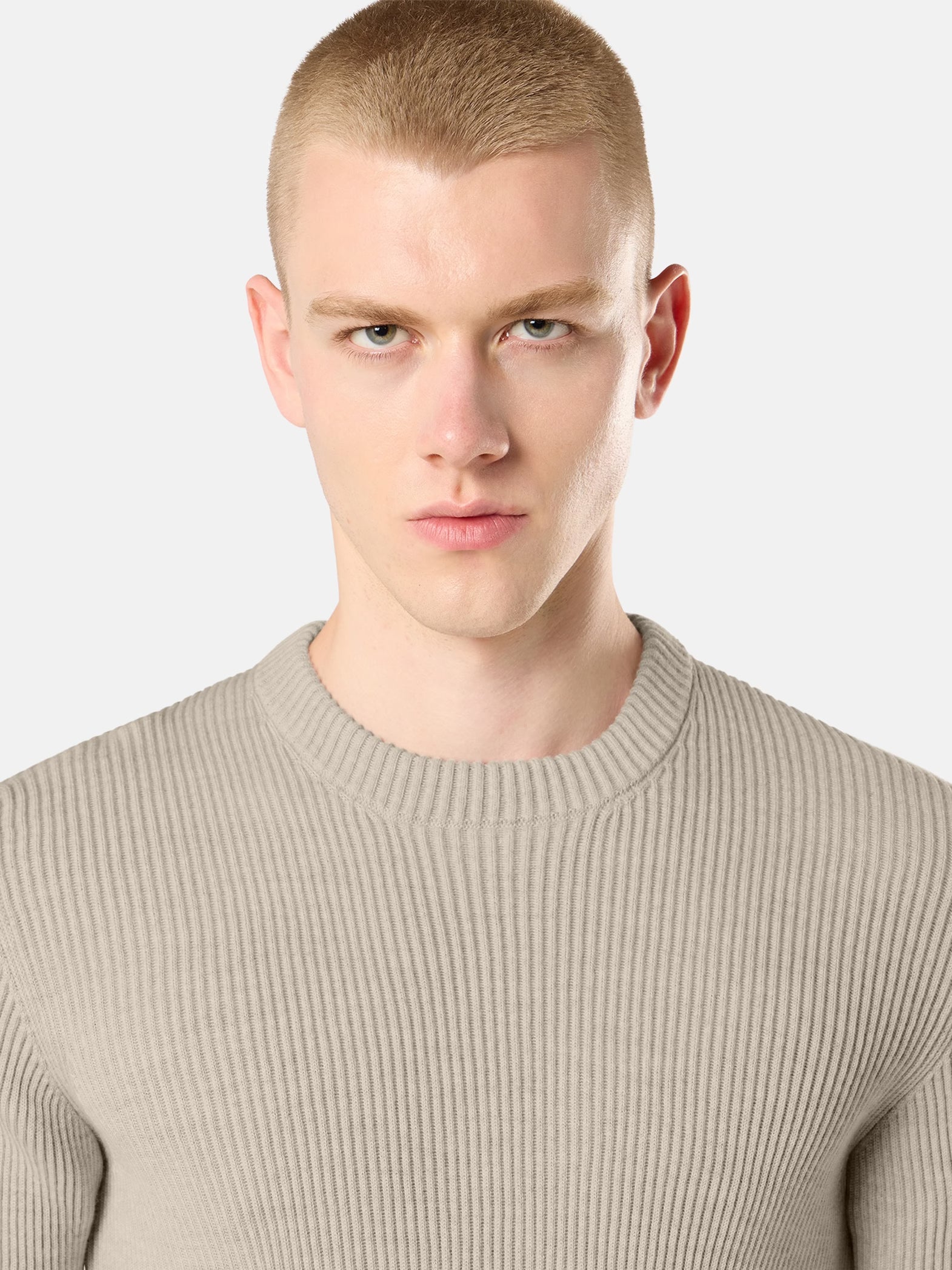 FULL RIB RWS WOOL CREWNECK SWEATER - SAND MELANGE