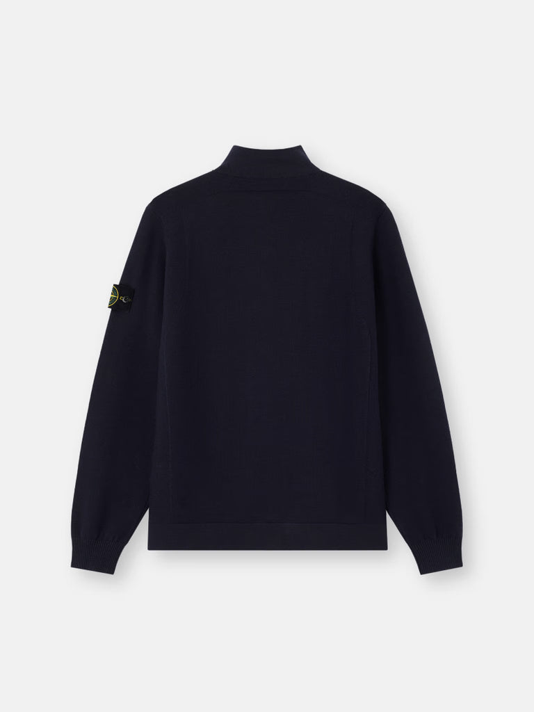 ZIP-UP RWS WOOL CARDIGAN WITH STAND COLLAR