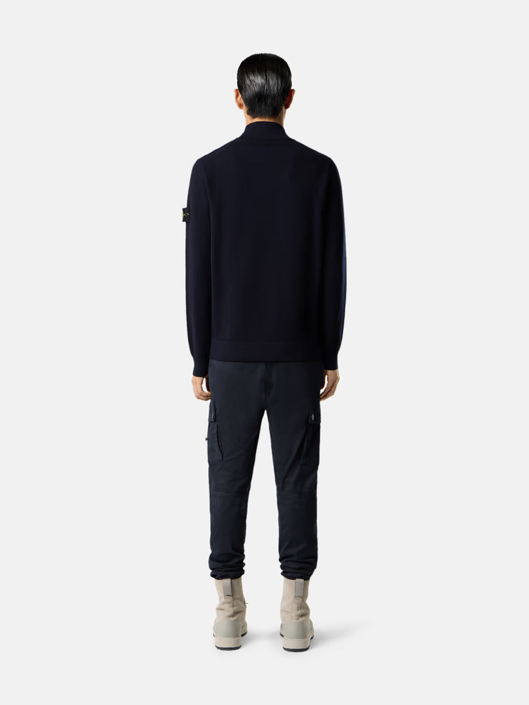 ZIP-UP RWS WOOL CARDIGAN WITH STAND COLLAR