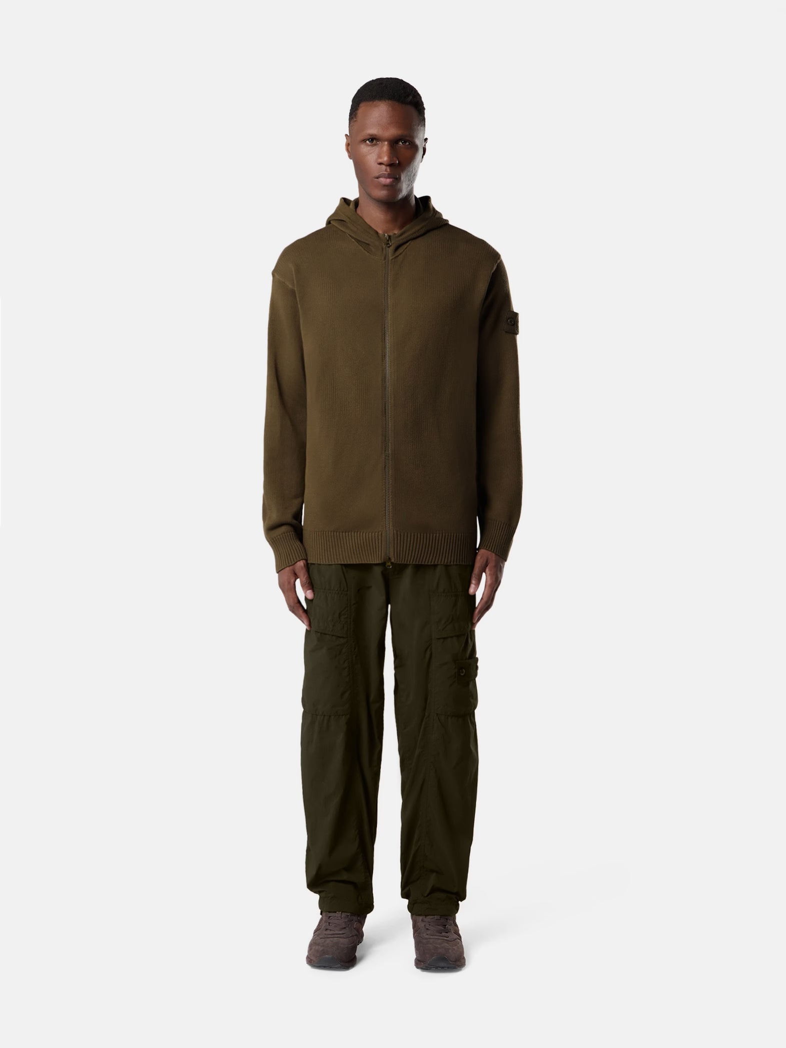 S.I GHOST COTTON CASHMERE ZIP-UP SWEATER - MILITARY GREEN