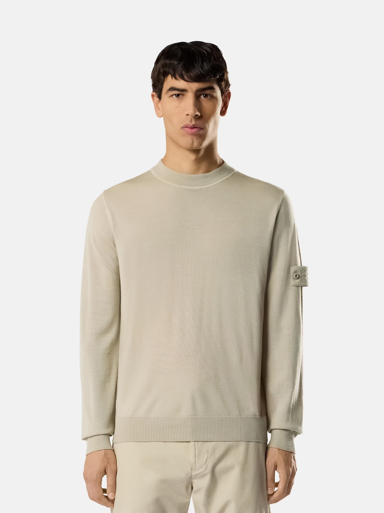 S.I GHOST LIGHT PURE RWS WOOL CREWNECK - BEIGE