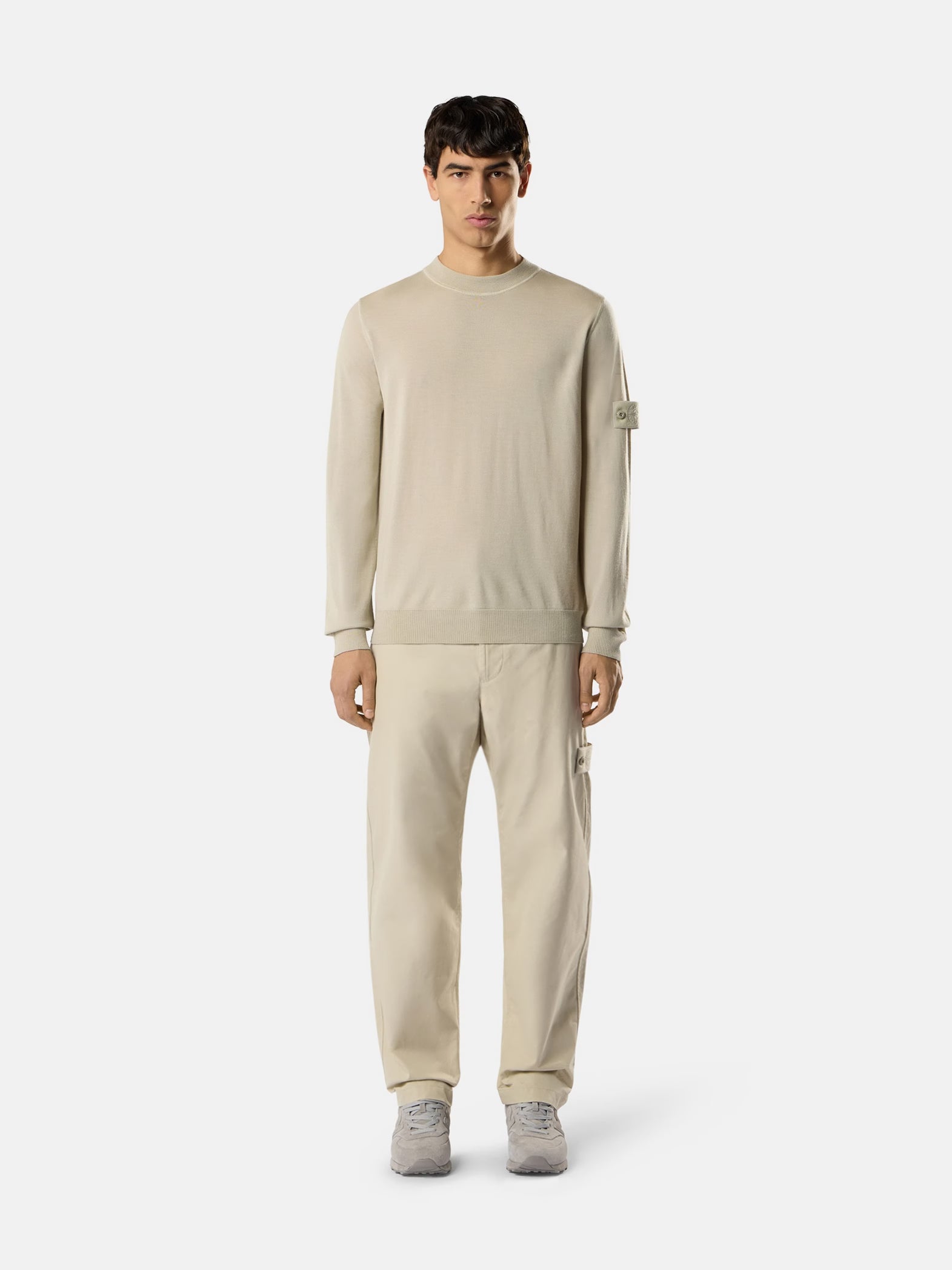 S.I GHOST LIGHT PURE RWS WOOL CREWNECK - BEIGE