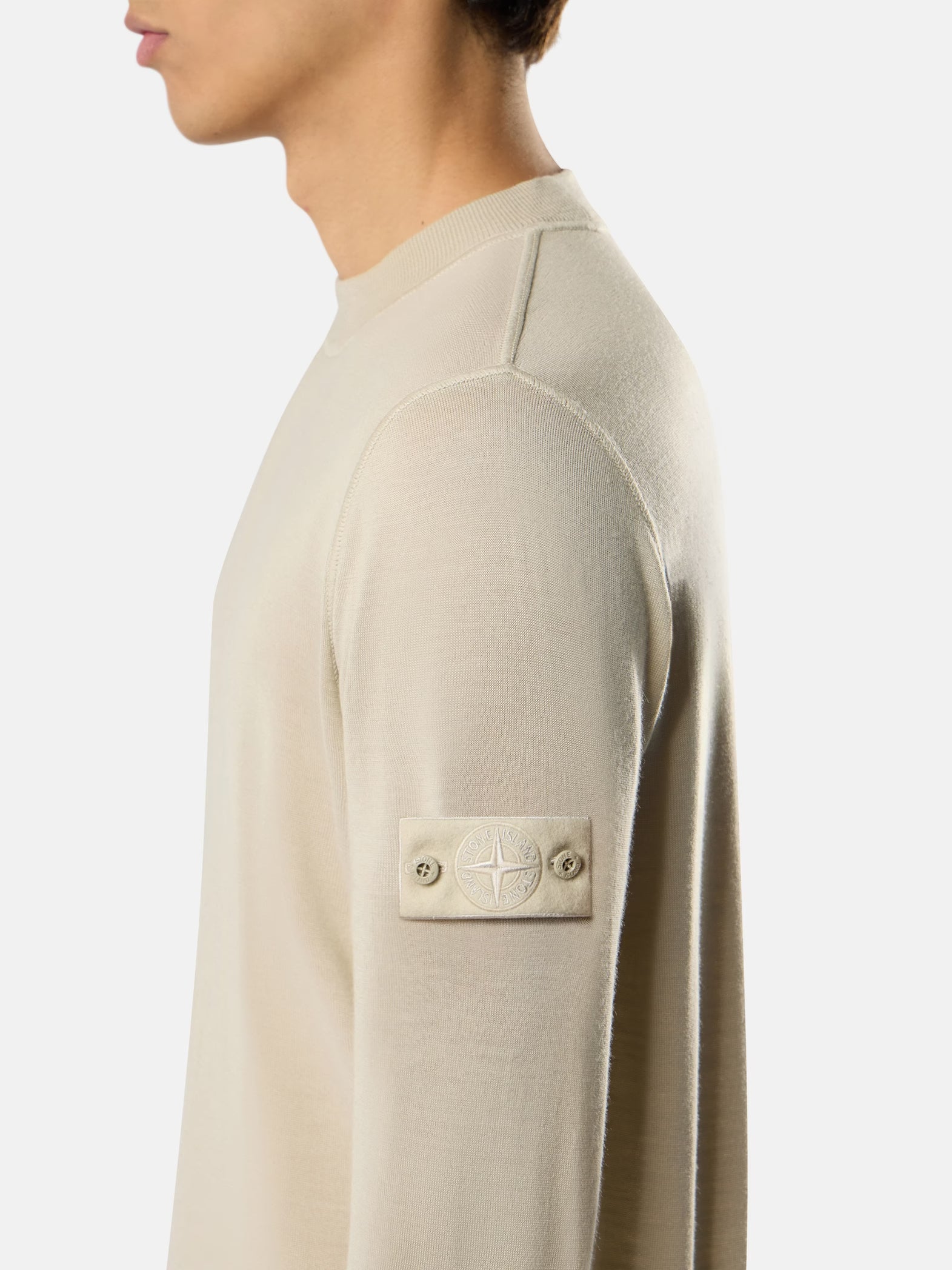 S.I GHOST LIGHT PURE RWS WOOL CREWNECK - BEIGE