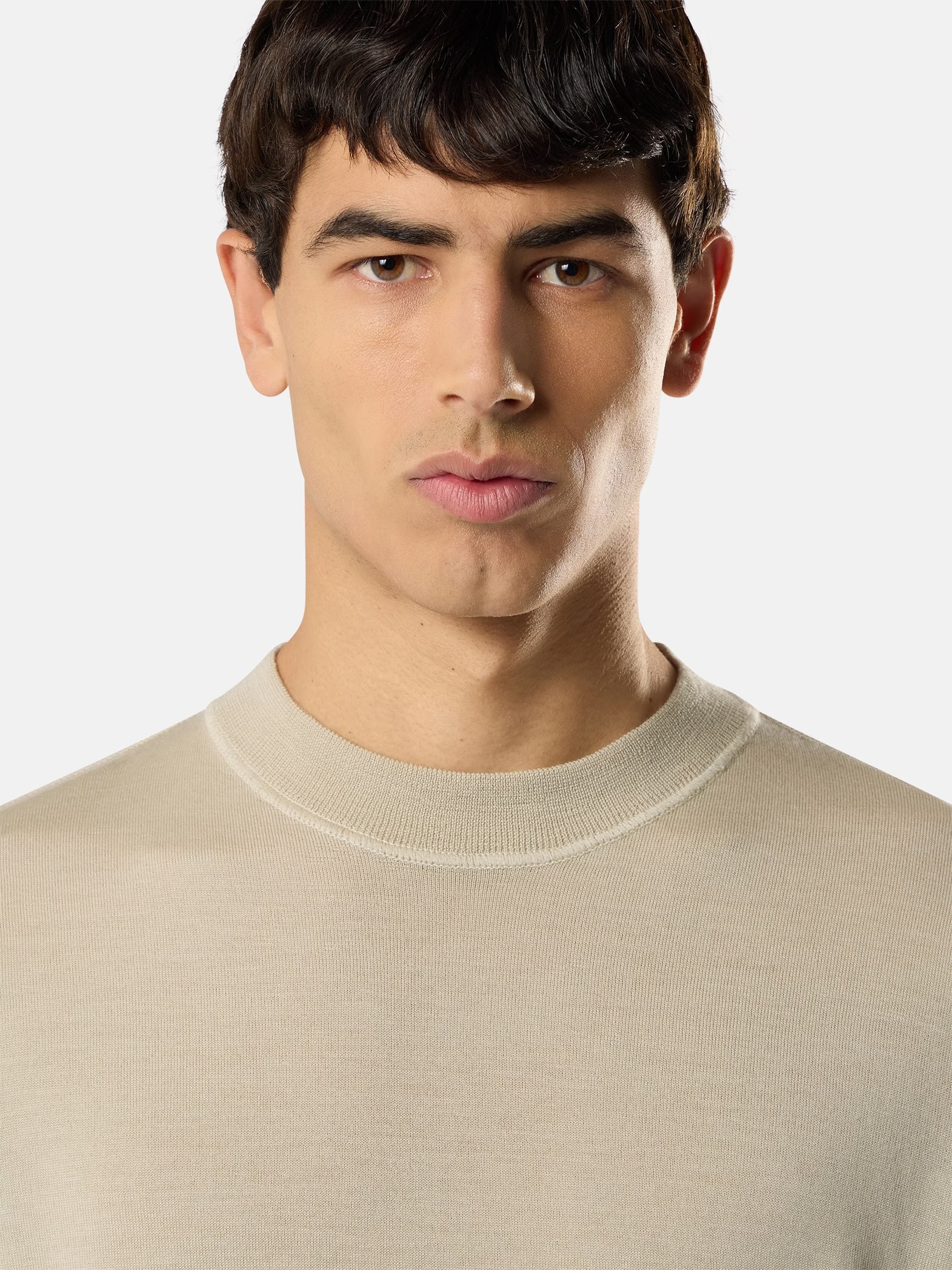 S.I GHOST LIGHT PURE RWS WOOL CREWNECK - BEIGE