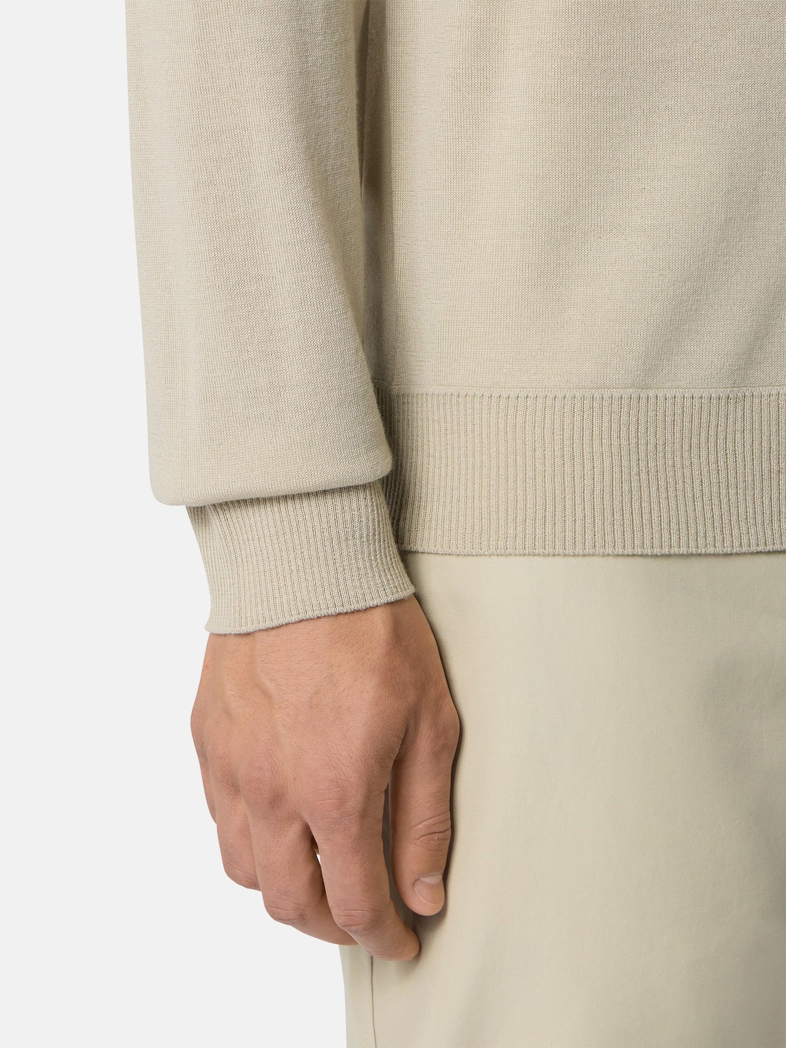 S.I GHOST LIGHT PURE RWS WOOL CREWNECK - BEIGE