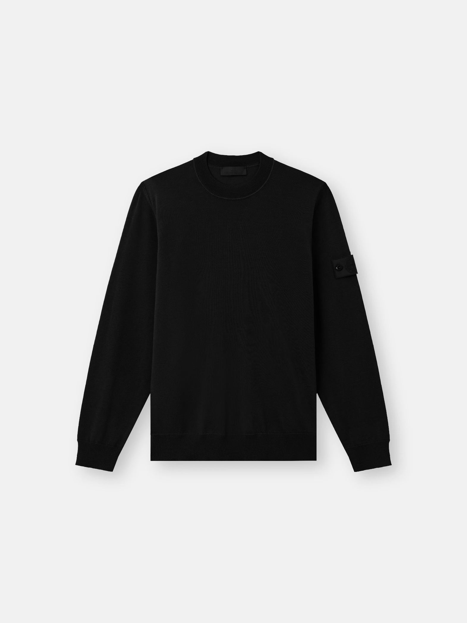 S.I GHOST LIGHT PURE RWS WOOL CREWNECK - BLACK