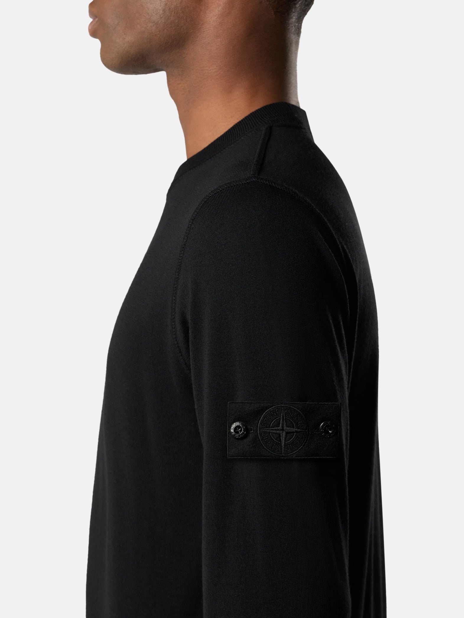 S.I GHOST LIGHT PURE RWS WOOL CREWNECK - BLACK