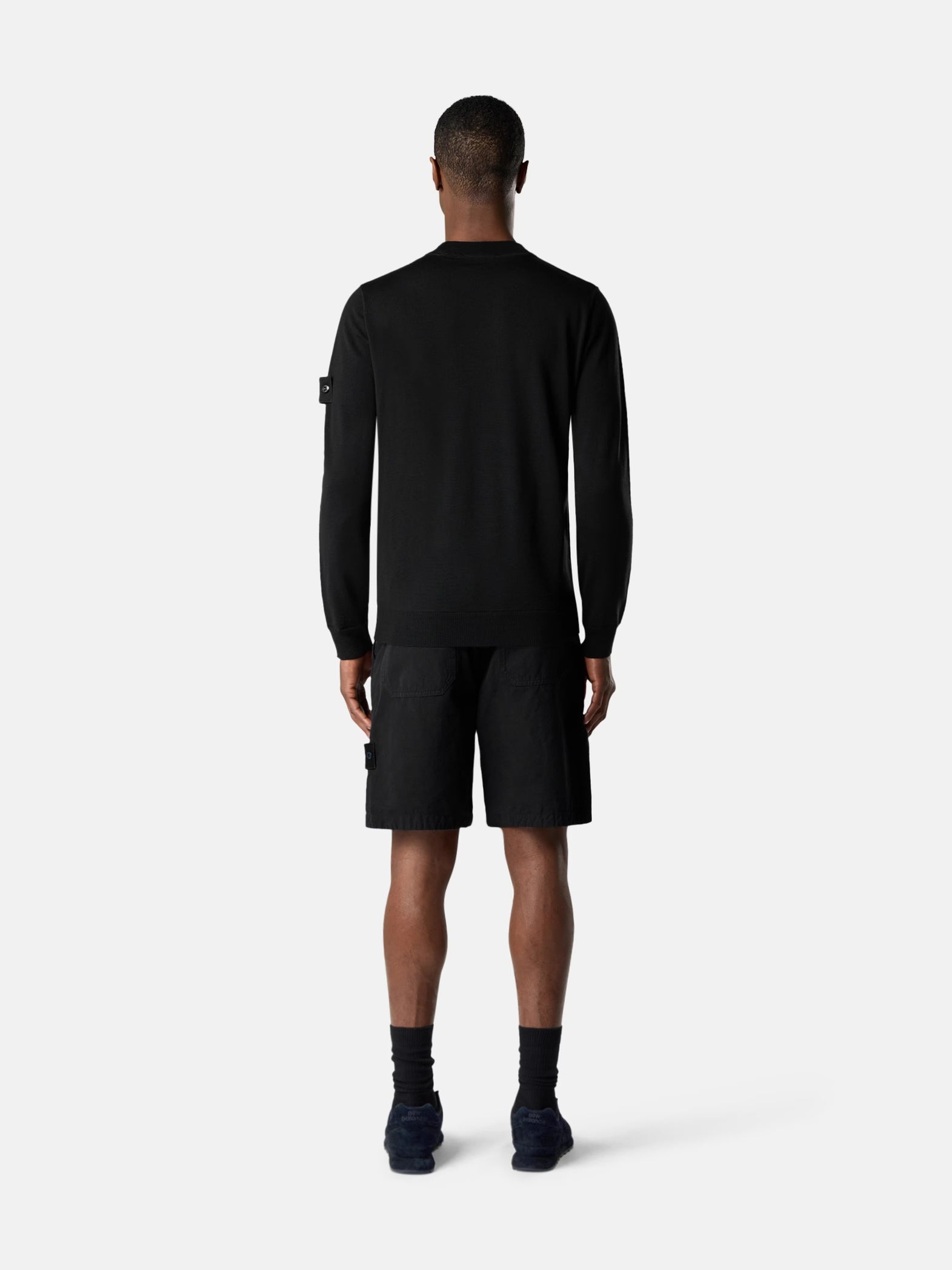 S.I GHOST LIGHT PURE RWS WOOL CREWNECK - BLACK