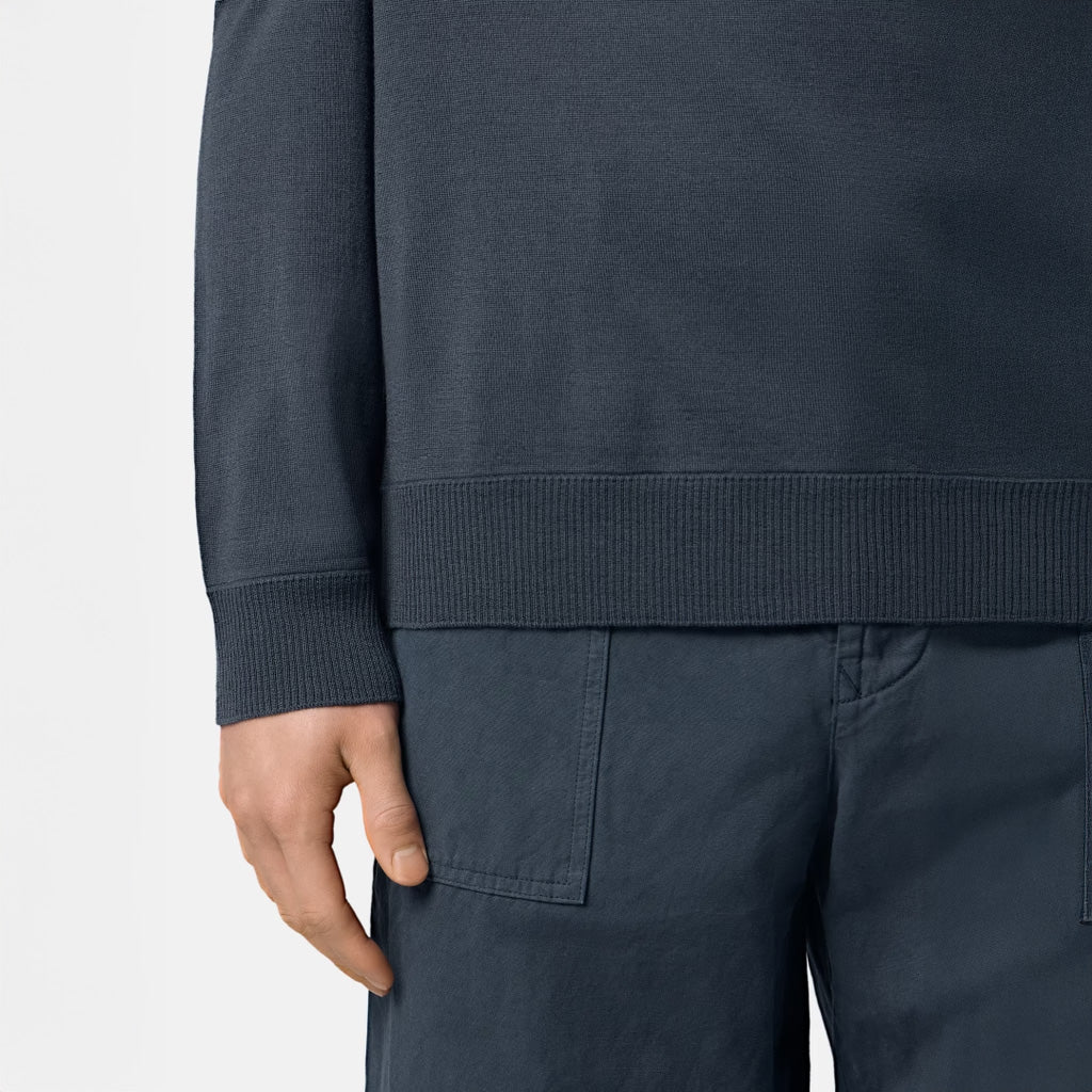 S.I. GHOST LIGHT PURE RWS WOOL CREWNECK JUMPER - SLATE BLUE