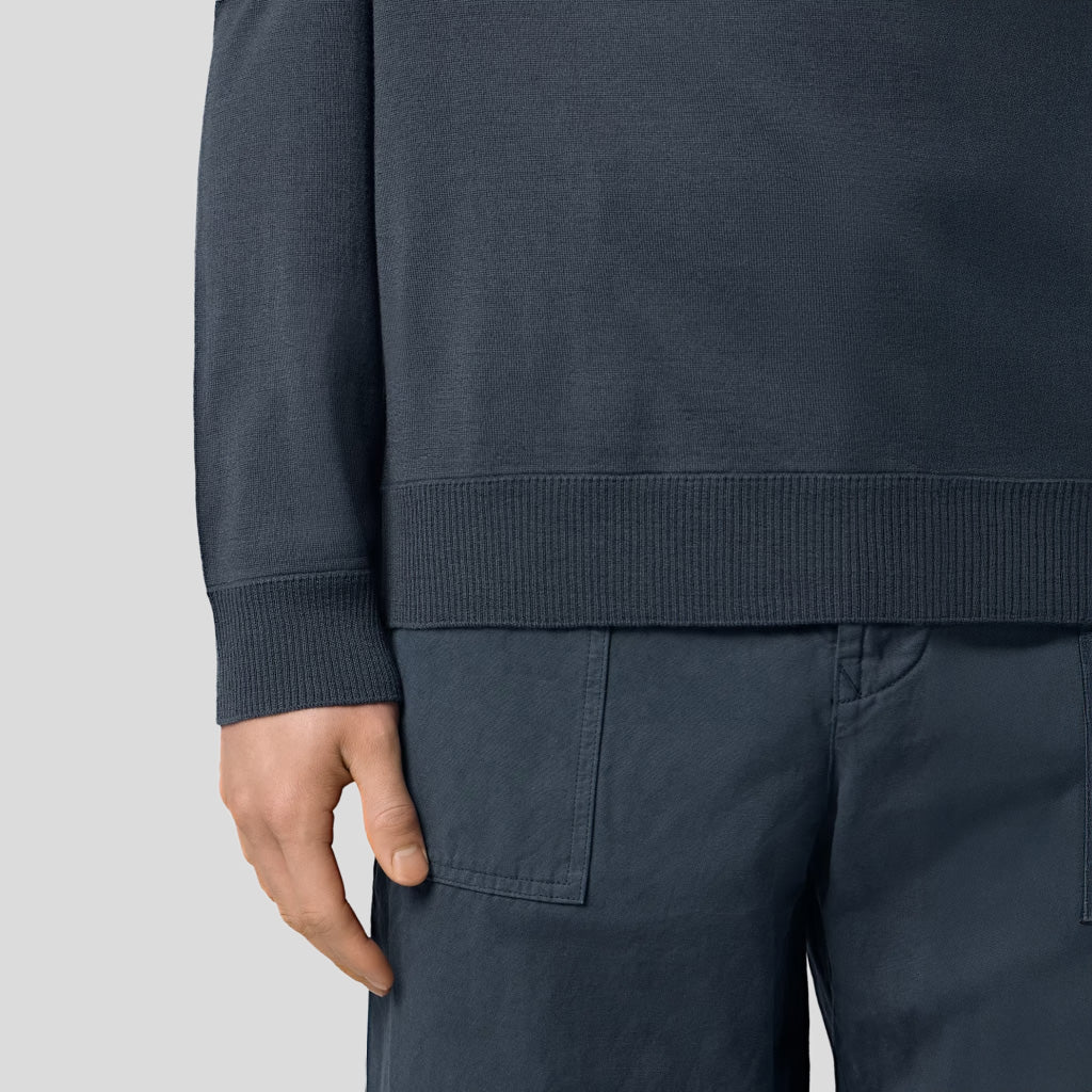 S.I. GHOST LIGHT PURE RWS WOOL CREWNECK JUMPER - SLATE BLUE