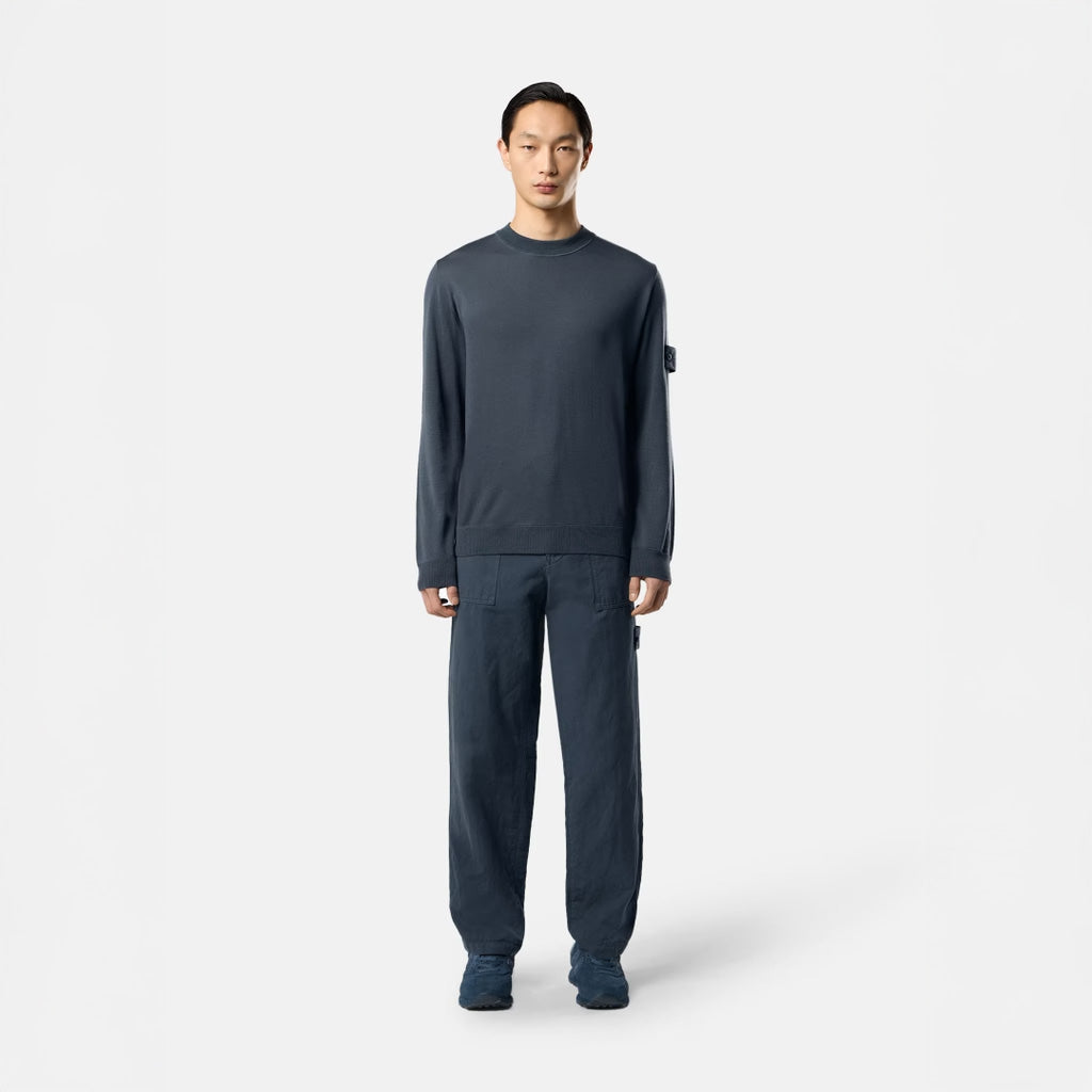S.I. GHOST LIGHT PURE RWS WOOL CREWNECK JUMPER - SLATE BLUE