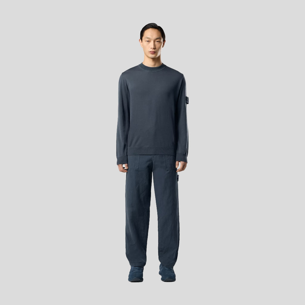 S.I. GHOST LIGHT PURE RWS WOOL CREWNECK JUMPER - SLATE BLUE
