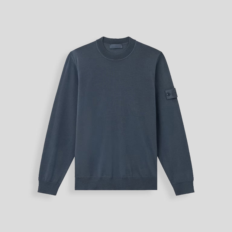 S.I. GHOST LIGHT PURE RWS WOOL CREWNECK JUMPER - SLATE BLUE
