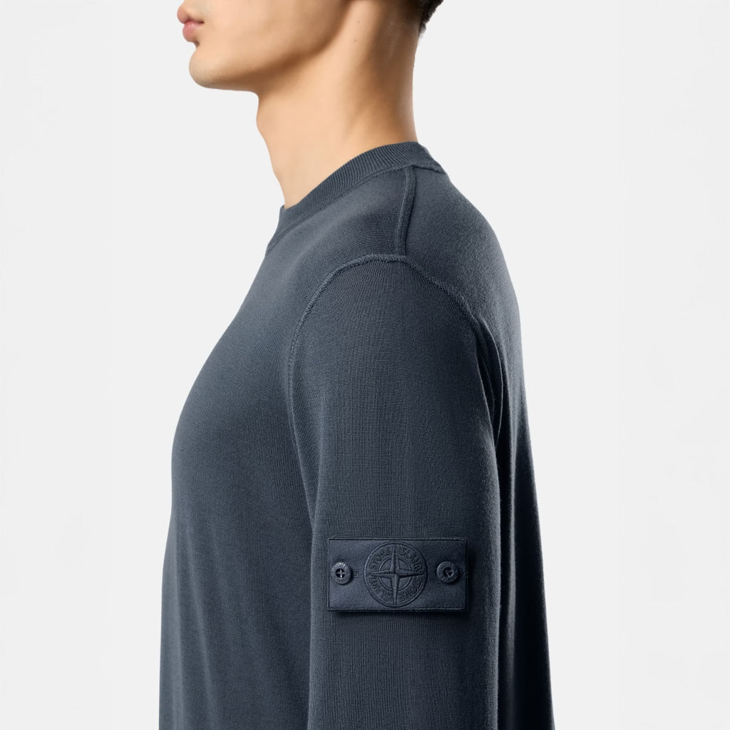 S.I. GHOST LIGHT PURE RWS WOOL CREWNECK JUMPER - SLATE BLUE