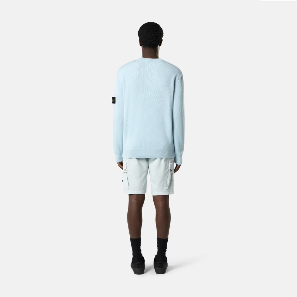 RIBBED SOFT ORGANIC COTTON CREWNECK - SKY BLUE