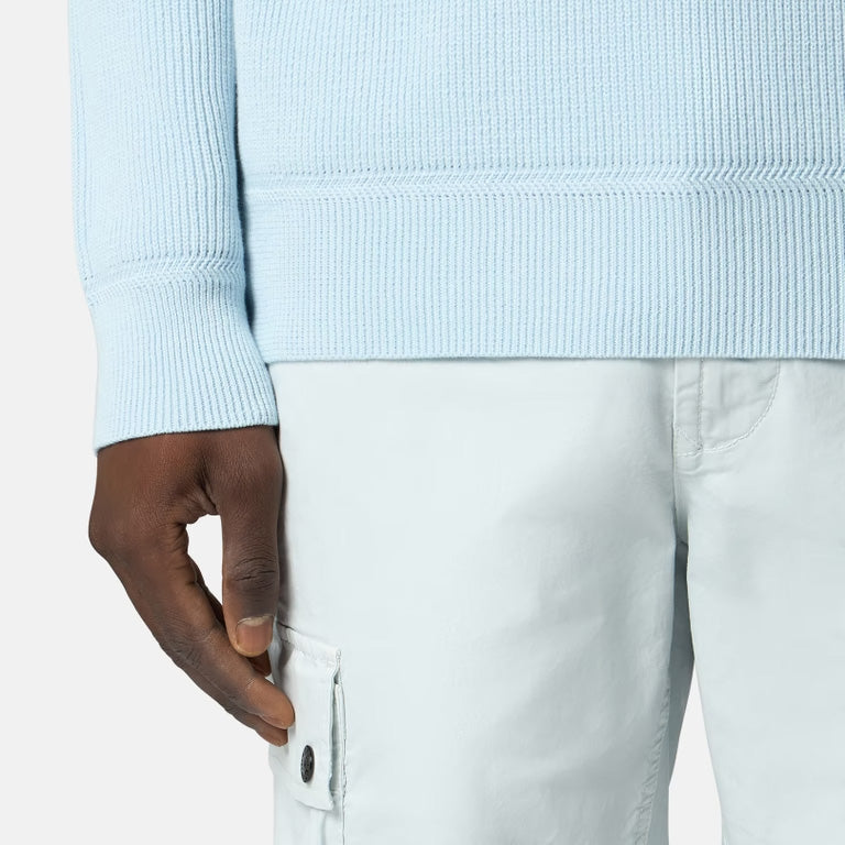 RIBBED SOFT ORGANIC COTTON CREWNECK - SKY BLUE
