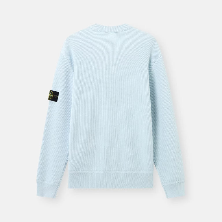 RIBBED SOFT ORGANIC COTTON CREWNECK - SKY BLUE