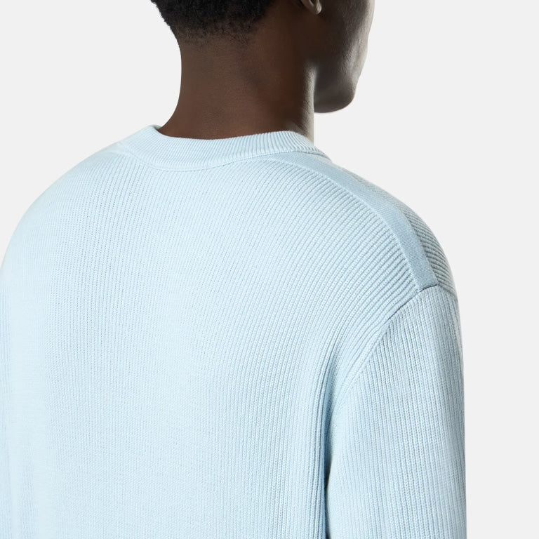 RIBBED SOFT ORGANIC COTTON CREWNECK - SKY BLUE