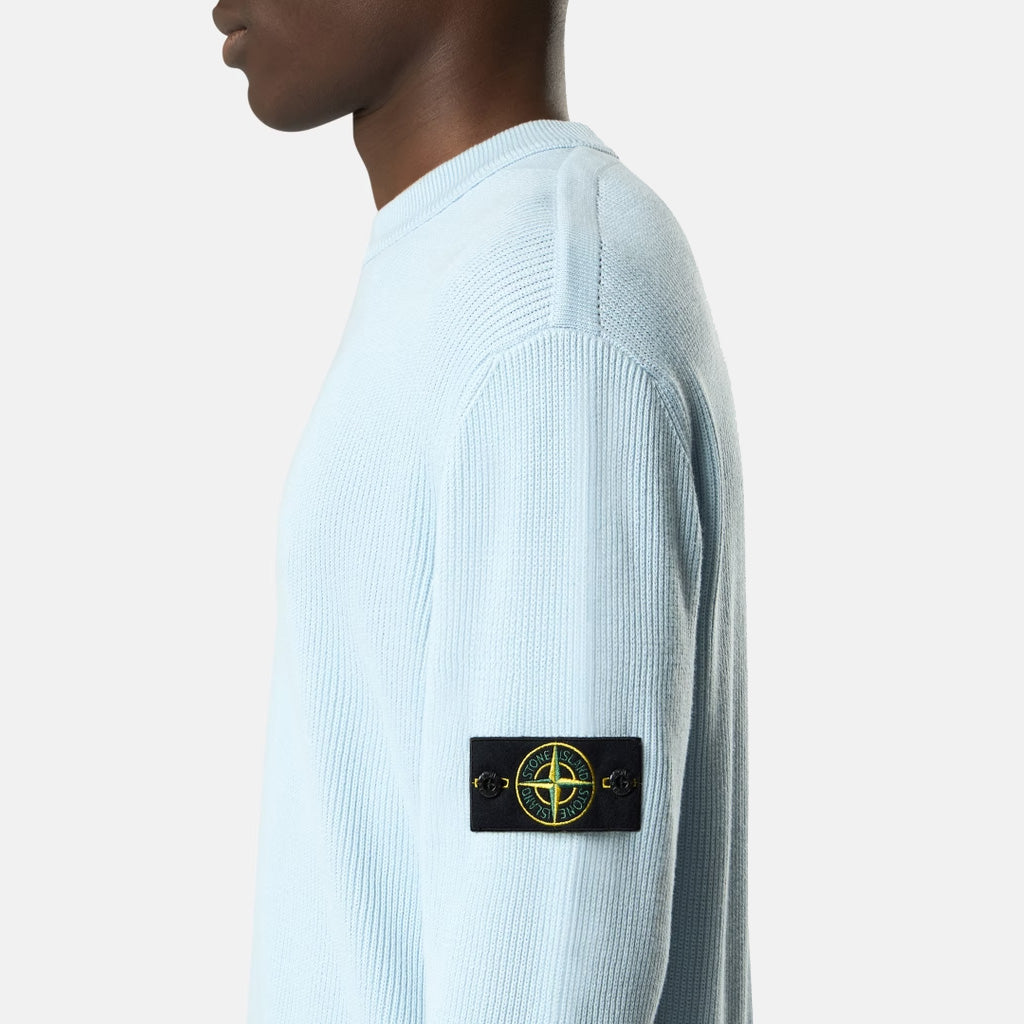 RIBBED SOFT ORGANIC COTTON CREWNECK - SKY BLUE