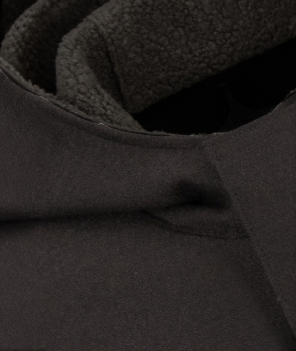 PARKA IN PRESSED WOOL & BOUCLÉ - DARK BROWN