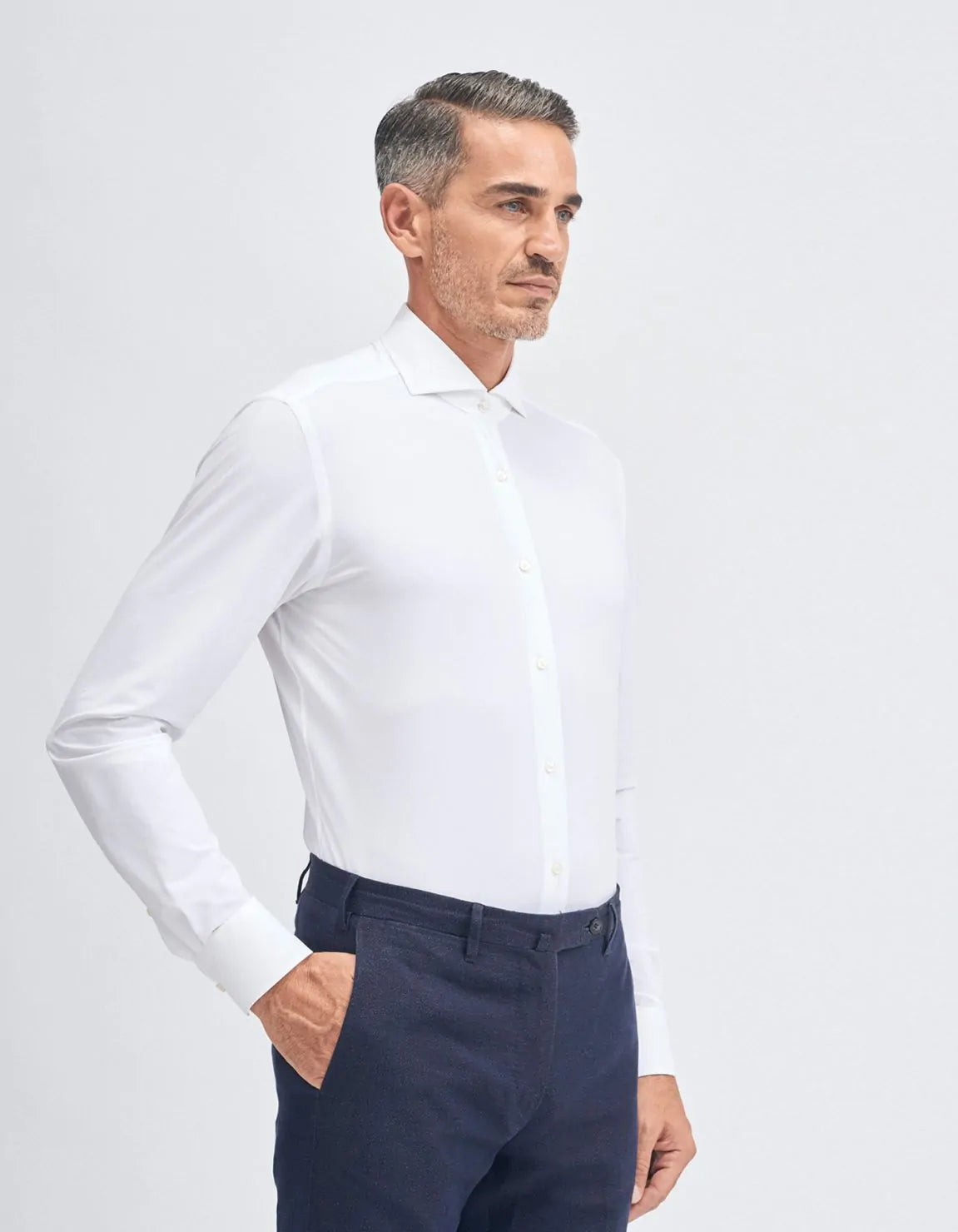 XACUS SHIRT COLLAR CUTAWAY WHITE TWILL