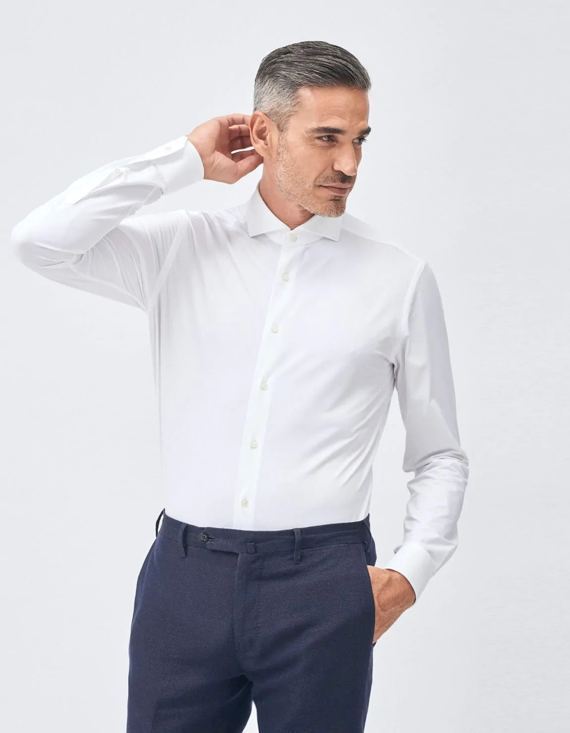 XACUS SHIRT COLLAR CUTAWAY WHITE TWILL