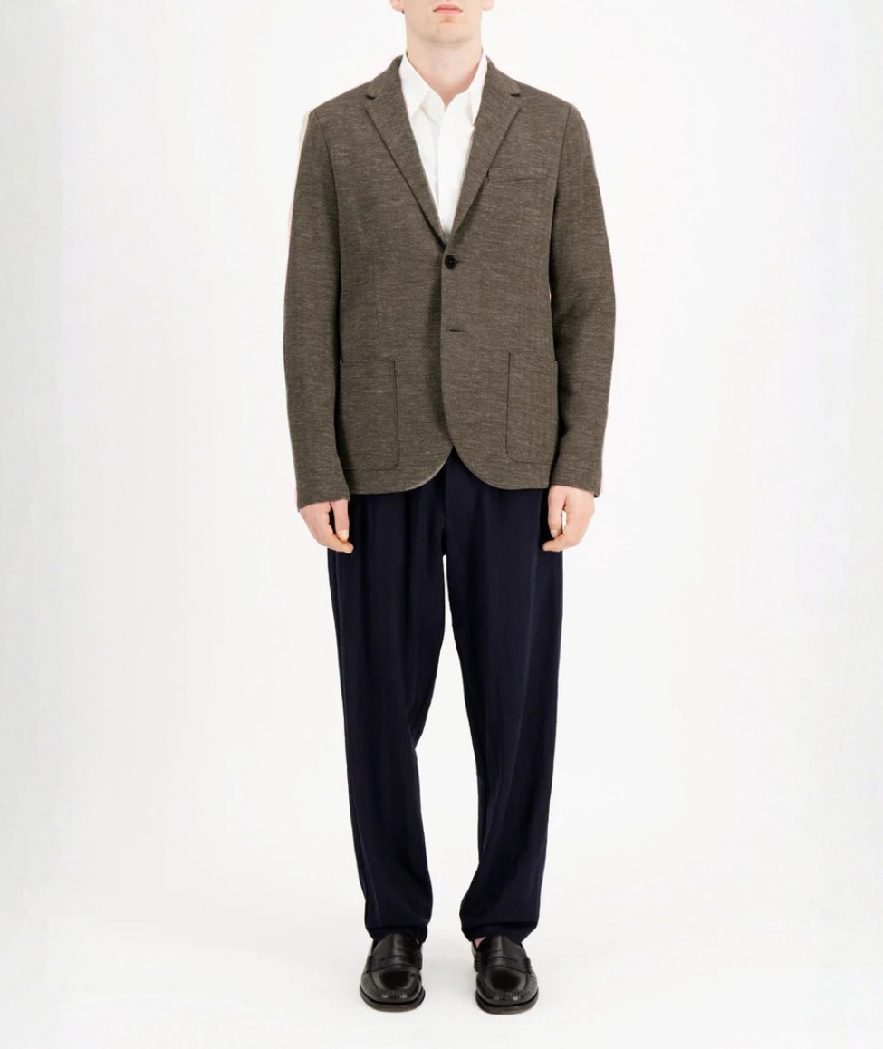 PATTERNED BLAZER IN MOLESKIN - BROWN BEIGE