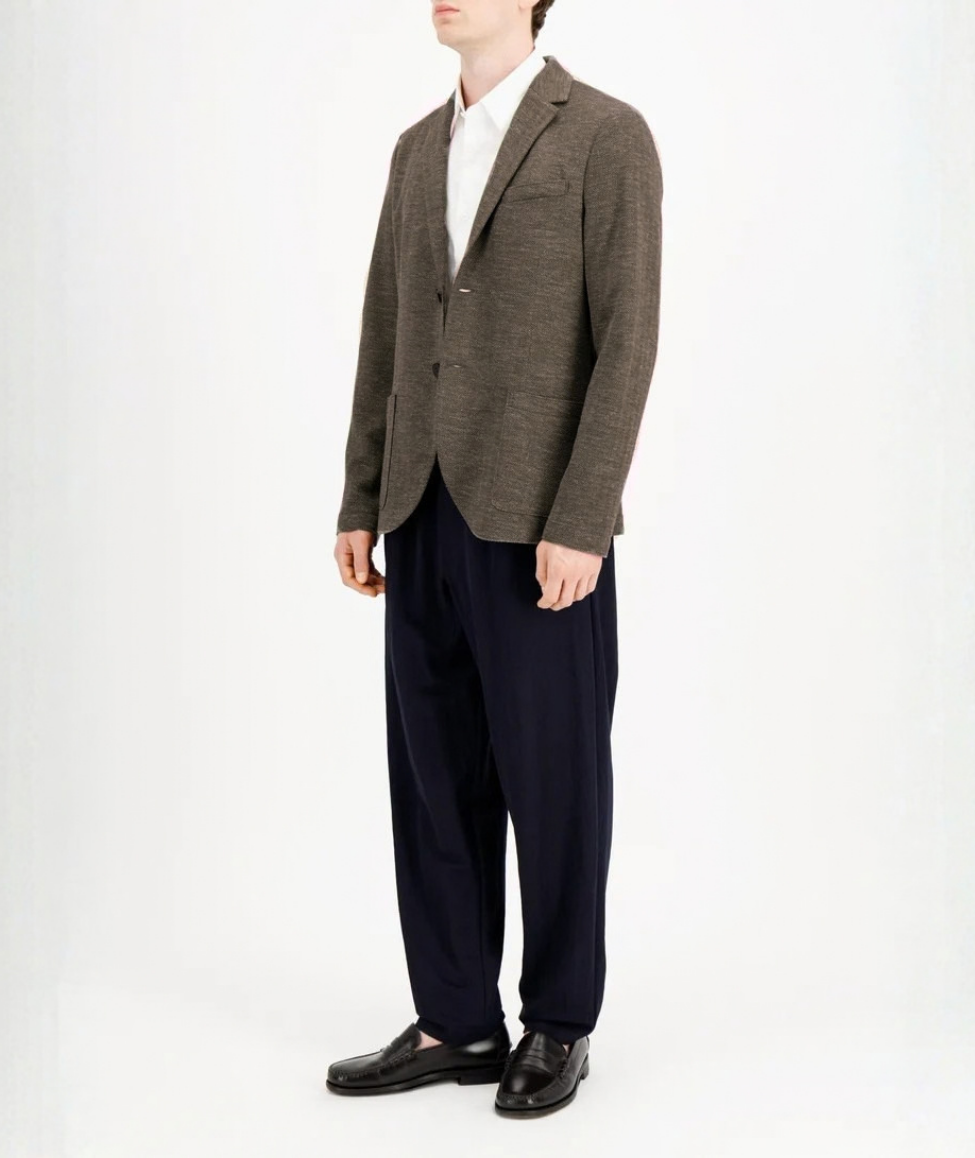 PATTERNED BLAZER IN MOLESKIN - BROWN BEIGE