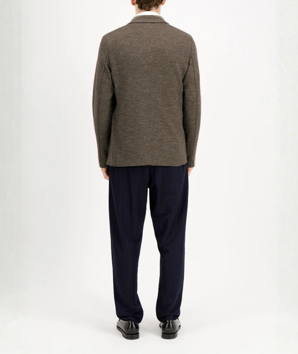 PATTERNED BLAZER IN MOLESKIN - BROWN BEIGE