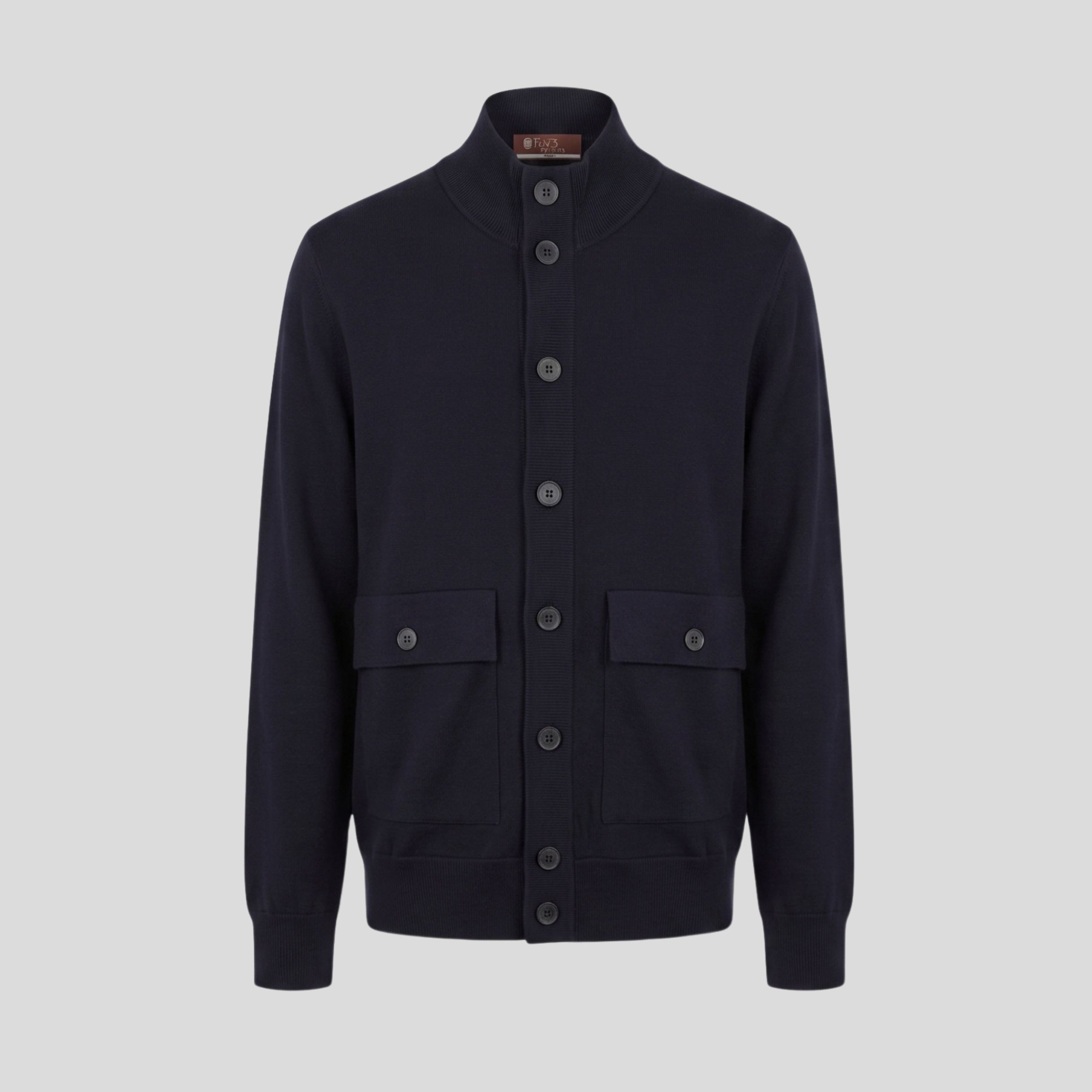 BUTTON-UP BOMBER SWEATER -  NAVY