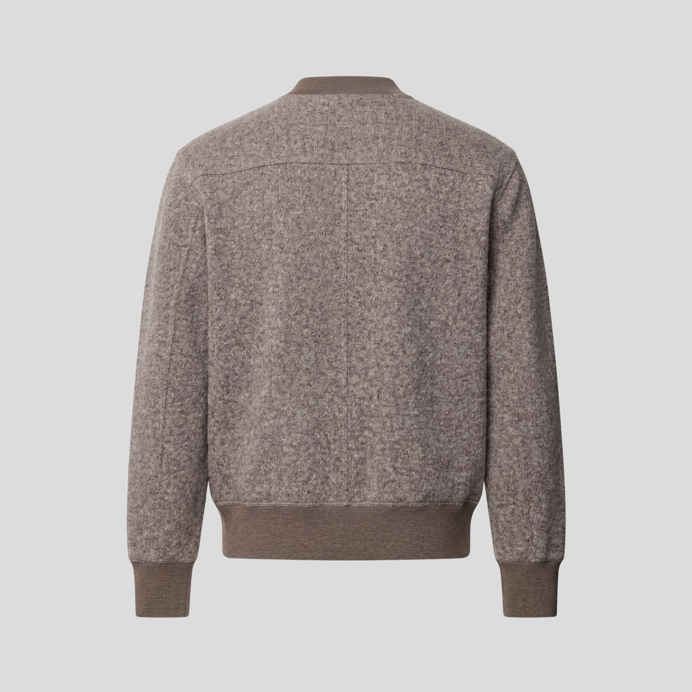WOOL BLEND BOMBER JACKET - DARK BROWN