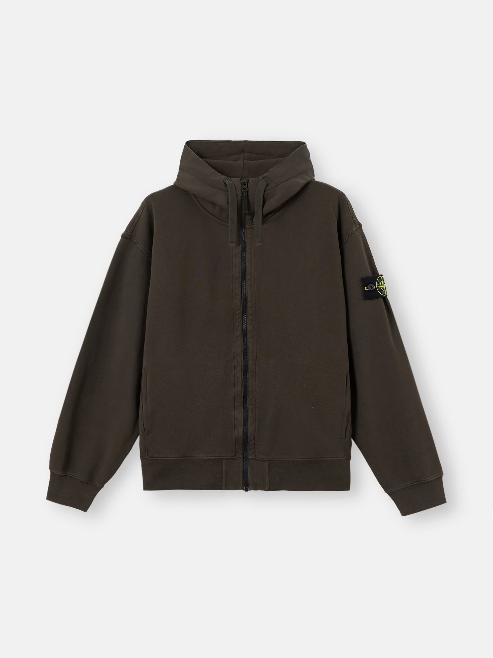 ORGANIC COTTON FLEECE ZIP-UP SWEATSHIRT - COAL GREY