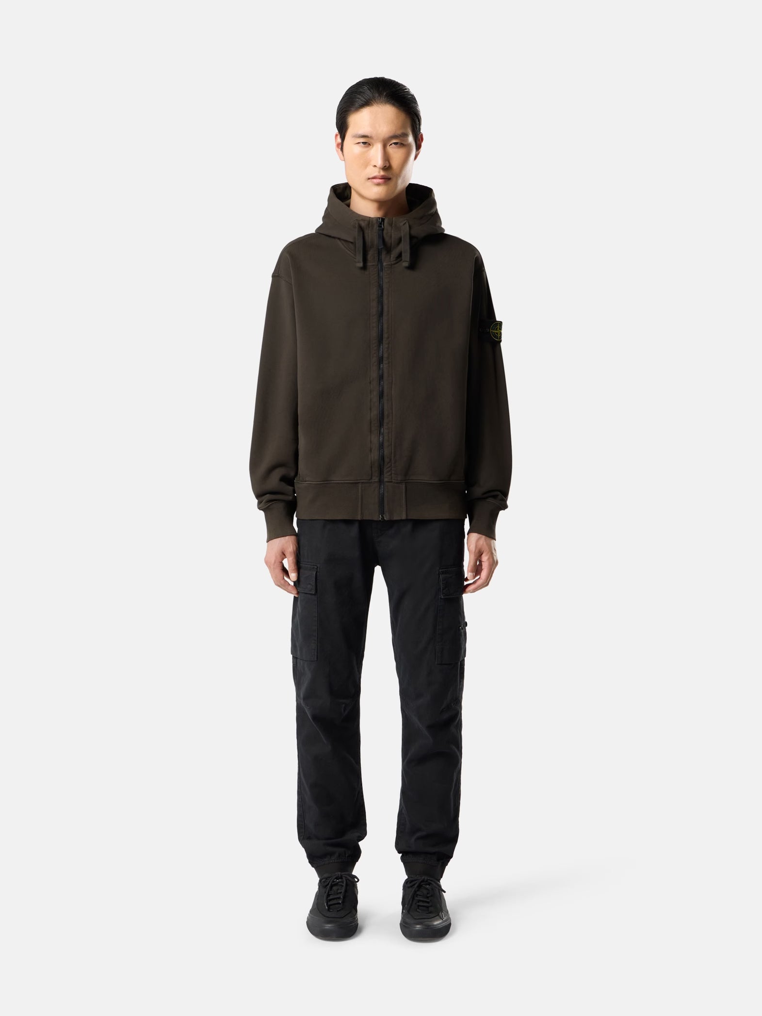 ORGANIC COTTON FLEECE ZIP-UP SWEATSHIRT - COAL GREY