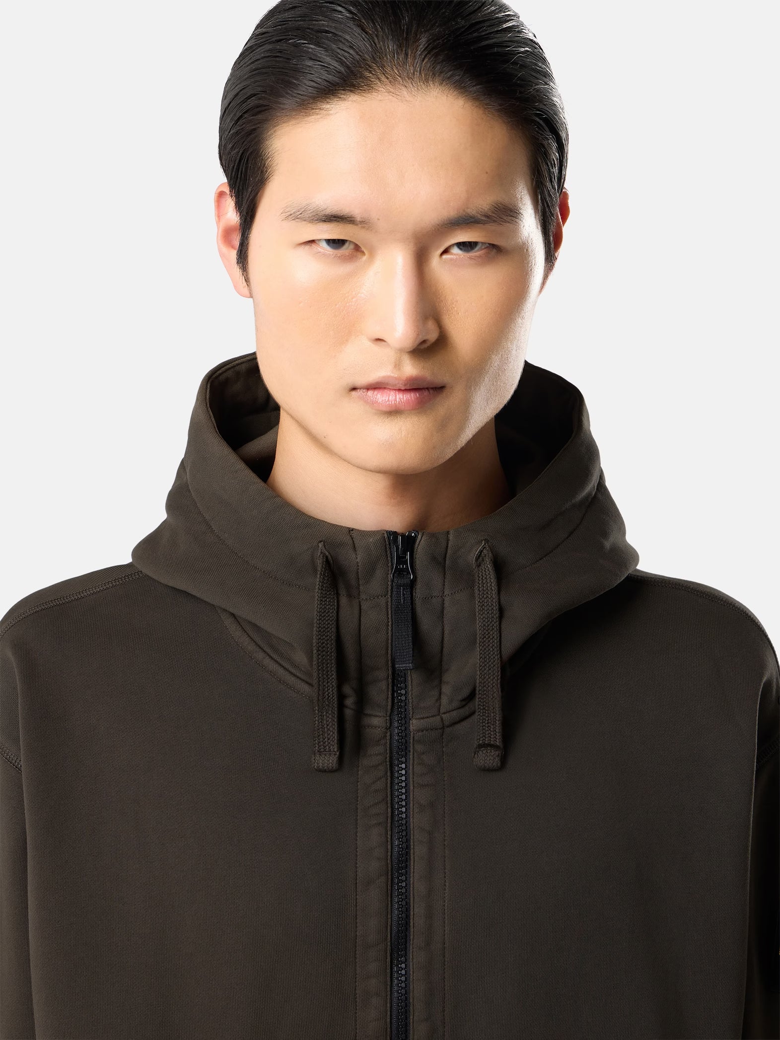 ORGANIC COTTON FLEECE ZIP-UP SWEATSHIRT - COAL GREY