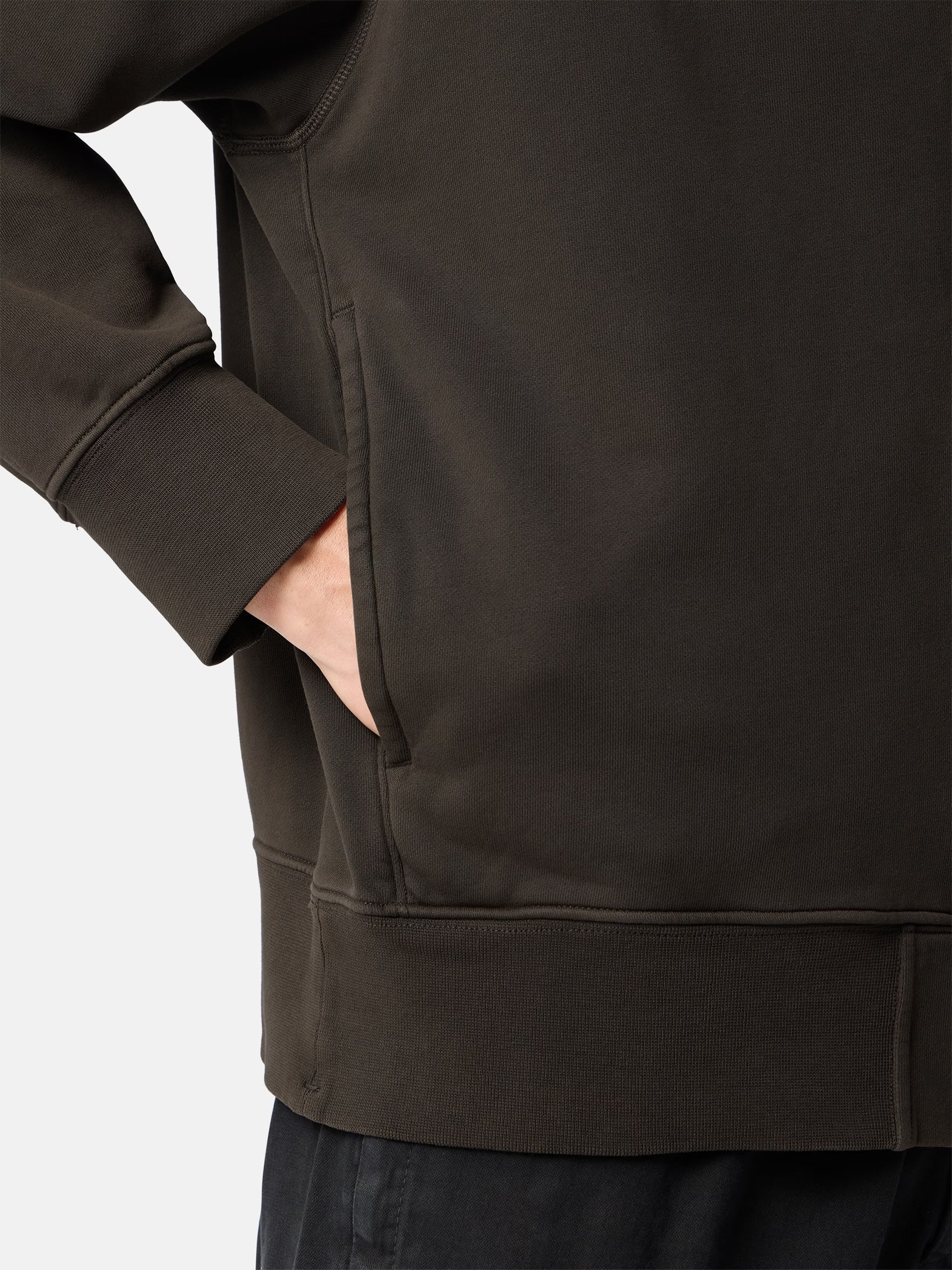 ORGANIC COTTON FLEECE ZIP-UP SWEATSHIRT - COAL GREY