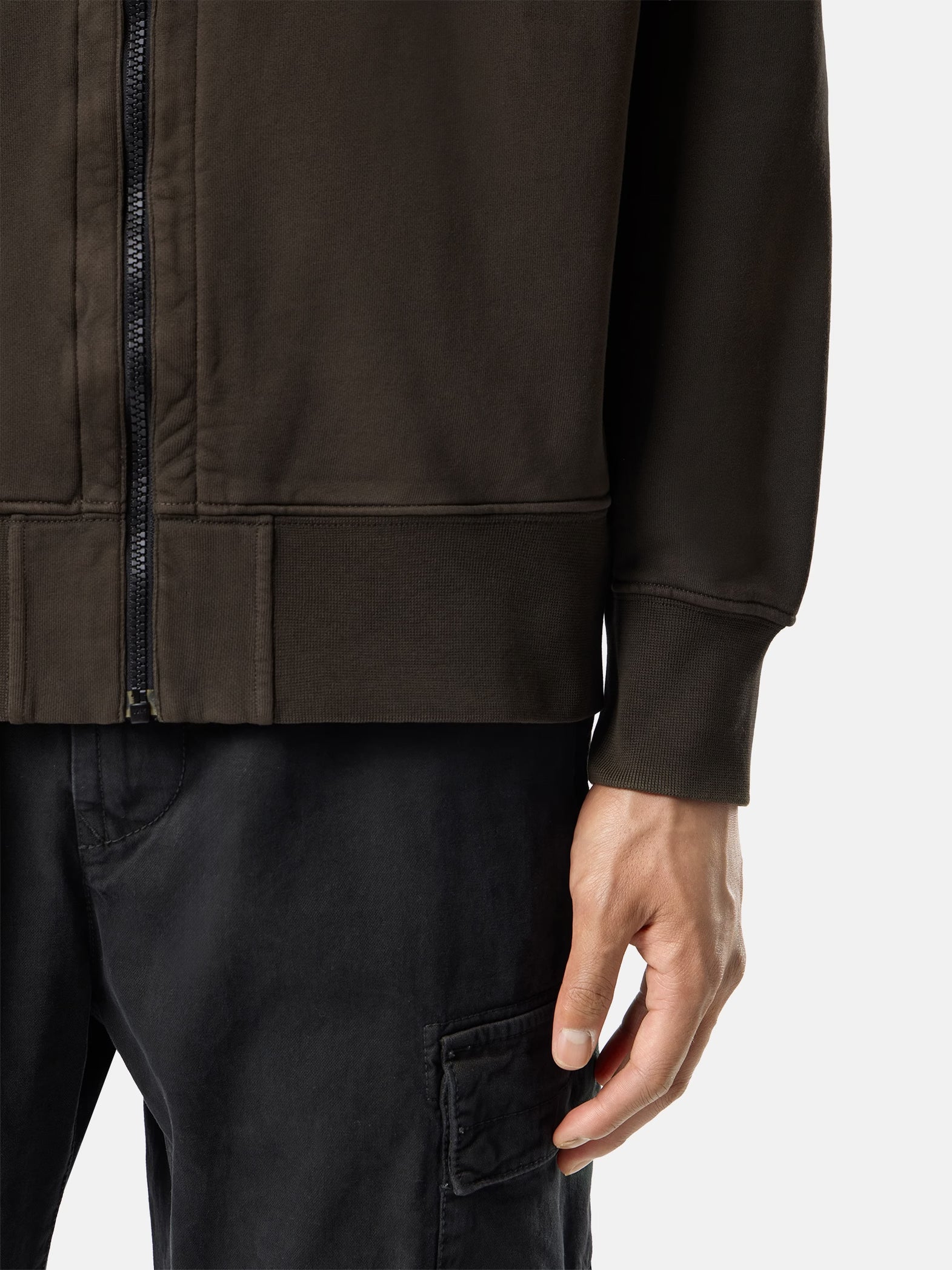 ORGANIC COTTON FLEECE ZIP-UP SWEATSHIRT - COAL GREY