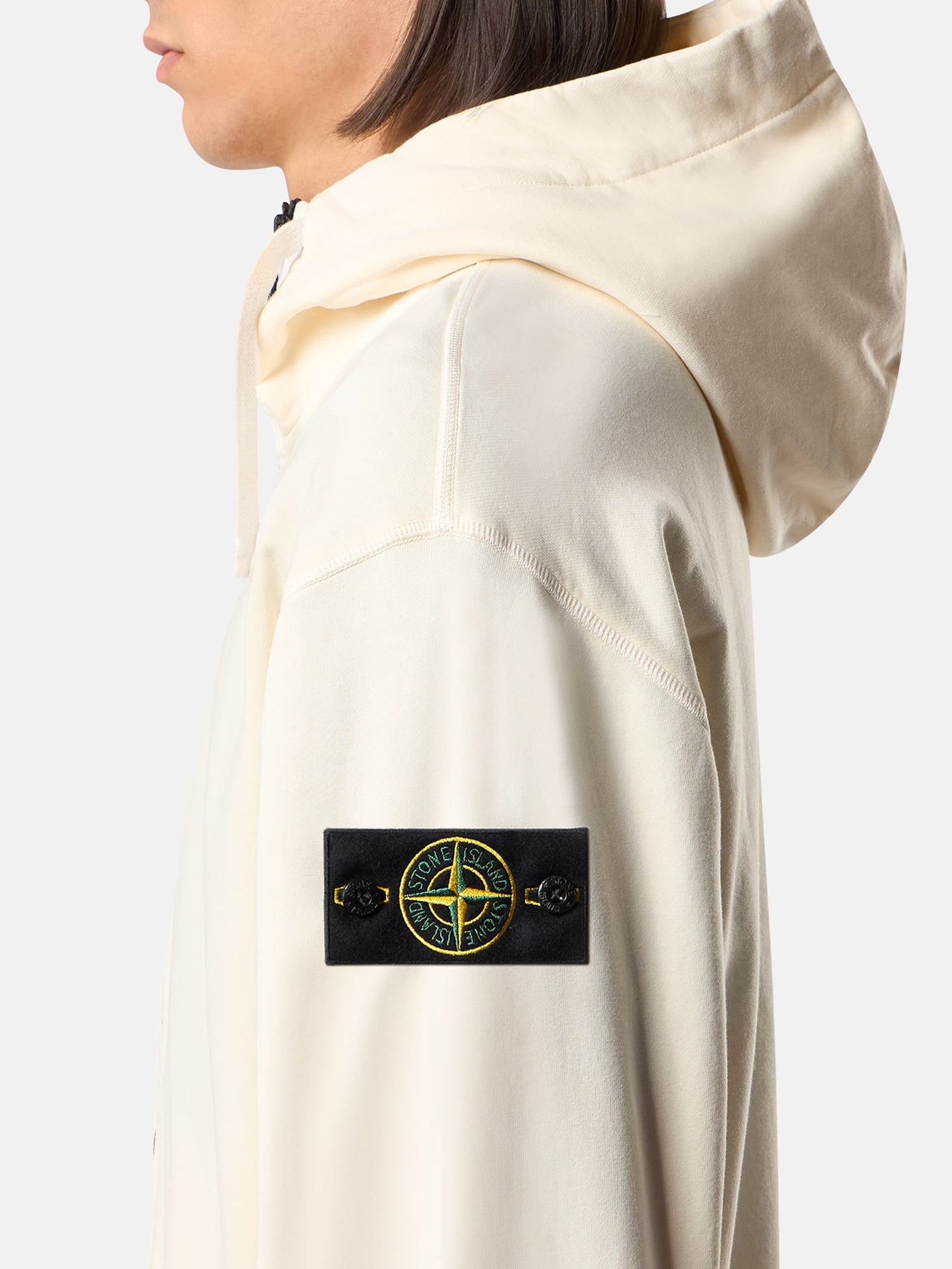 ORGANIC COTTON FLEECE ZIP-UP SWEATSHIRT - IVORY